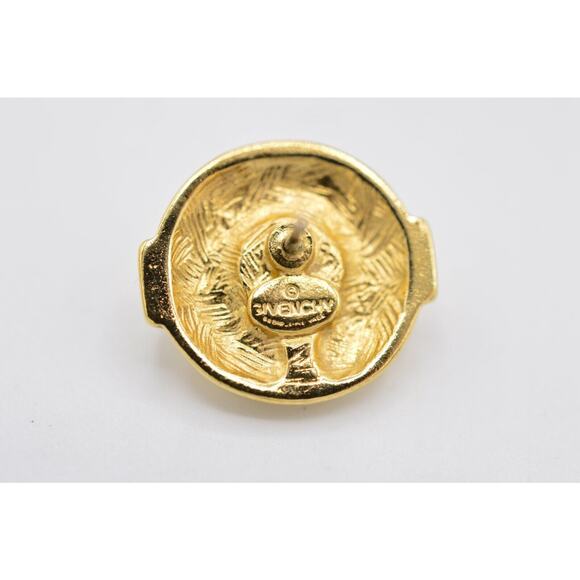 Givenchy Vintage Pearl Stud Earrings G GG Logo Gold Round Signed Post 1980s BinZ - Picture 11 of 12